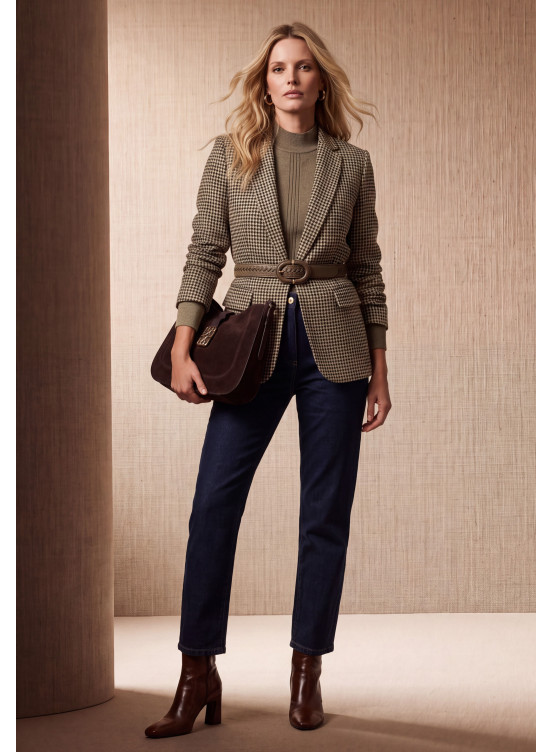 VESTE PIED DE COQ - MARINE - KAKI
